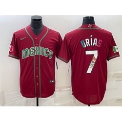 Men Mexico Baseball 7 Julio Urias 2023 Red World Baseball Classic Stitched Jersey I