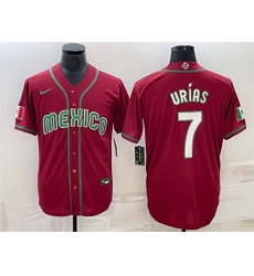 Men Mexico Baseball 7 Julio Urias 2023 Red World Baseball Classic Stitched Jersey X