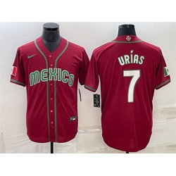 Men Mexico Baseball 7 Julio Urias 2023 Red World Baseball Classic Stitched Jersey X