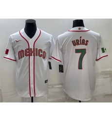 Men Mexico Baseball 7 Julio Urias 2023 White World Baseball Classic Stitched Jersey III