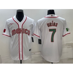 Men Mexico Baseball 7 Julio Urias 2023 White World Baseball Classic Stitched Jersey III