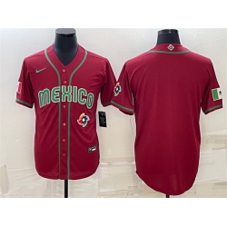 Men Mexico Baseball Blank 2023 Red World Baseball With Patch Classic Replica Stitched Jersey