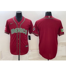 Men Mexico Baseball Blank 2023 Red World Baseball With Patch Classic Replica Stitched Jerseys