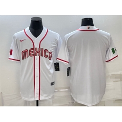 Men Mexico Baseball Blank 2023 White World Baseball Classic Stitched Jersey