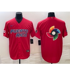 Men Puerto Rico Baseball 2023 Red World Baseball Big Logo With Patch Classic Replica Stitched Jersey