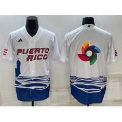 Men Puerto Rico Baseball 2023 White World Baseball Big Logo Classic Replica Stitched Jersey