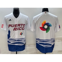 Men Puerto Rico Baseball 2023 White World Baseball Big Logo Classic Replica Stitched JerseyS