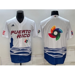 Men Puerto Rico Baseball 2023 White World Baseball Big Logo With Patch Classic Replica Stitched JerseyS