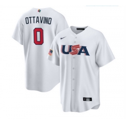 Men USA Baseball 0 Adam Ottavino 2023 White World Baseball Classic Replica Stitched Jersey