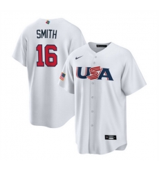 Men USA Baseball 16 Will Smith 2023 White World Baseball Classic Replica Stitched Jersey