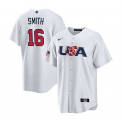 Men USA Baseball 16 Will Smith 2023 White World Baseball Classic Replica Stitched Jersey