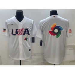 Men USA Baseball 2023 White World Baseball Big Logo Classic Replica Stitched Jersey