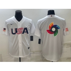 Men USA Baseball 2023 White World Baseball Big Logo Classic Replica Stitched Jerseys