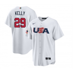 Men USA Baseball 29 Joe Kelly 2023 White World Baseball Classic Replica Stitched Jersey