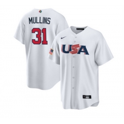 Men USA Baseball 31 Cedric Mullins 2023 White World Baseball Classic Replica Stitched Jersey