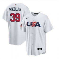 Men USA Baseball 39 Miles Mikolas 2023 White World Baseball Classic Replica Stitched Jersey