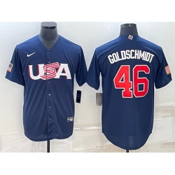 Men USA Baseball 46 Paul Goldschmidt 2023 Navy World Baseball Classic Replica Stitched Jersey