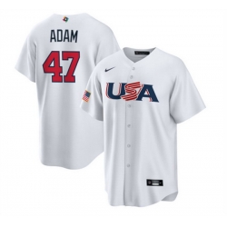 Men USA Baseball 47 Jason Adam 2023 White World Baseball Classic Replica Stitched Jersey