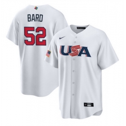 Men USA Baseball 52 Daniel Bard 2023 White World Baseball Classic Replica Stitched Jersey