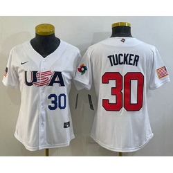 Women's USA Baseball #30 Kyle Tucker Number 2023 White World Classic Stitched Jersey