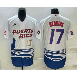 Mens Puerto Rico Baseball #17 Jose Berrios Number 2023 White World Baseball Classic Stitched Jersey