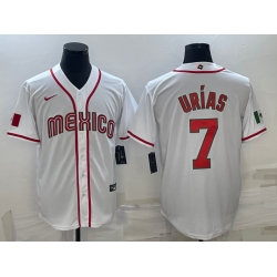 Men Mexico Baseball 7 Julio Urias 2023 White World Baseball Classic Stitched Jersey A