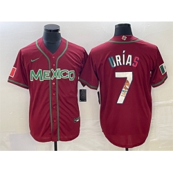 Men Mexico Baseball 7 Julio Urias Red 2023 World Baseball Classic Stitched Jersey 1