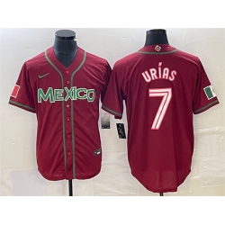 Men Mexico Baseball 7 Julio Urias Red 2023 World Baseball Classic Stitched Jersey