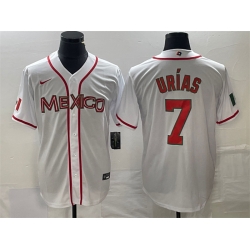 Men Mexico Baseball 7 Julio Urias White 2023 World Baseball Classic Stitched Jersey B