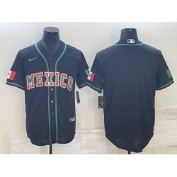 Men Mexico Baseball Blank 2023 Black World Baseball Classic Stitched Jersey