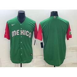 Men Mexico Baseball Blank 2023 Green World Baseball With Patch Classic Stitched Jersey