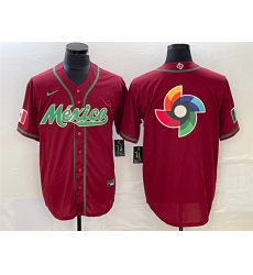 Men Mexico Baseball Red 2023 World Baseball Classic Team Big Logo Stitched Jersey