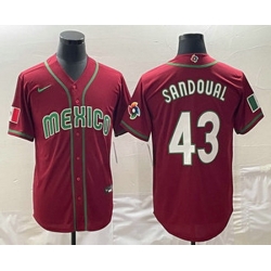 Men's Mexico Baseball #43 Patrick Sandoval 2023 Red World Classic Stitched Jersey