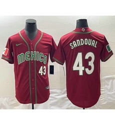 Men's Mexico Baseball #43 Patrick Sandoval Number 2023 Red World Classic Stitched Jersey