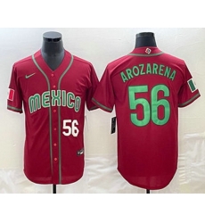 Men's Mexico Baseball #56 Randy Arozarena Number 2023 Red World Classic Stitched Jersey