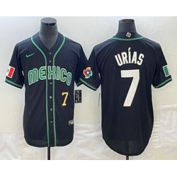 Men's Mexico Baseball #7 Julio Urias Number 2023 Black White World Classic Stitched Jersey