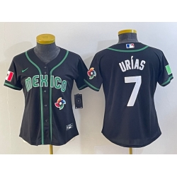 Women's Mexico Baseball #7 Julio Urias Number 2023 Black World Classic Stitched Jersey6