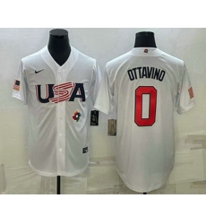 Men's USA Baseball #0 Adam Ottavino 2023 White World Baseball Classic Stitched Jersey