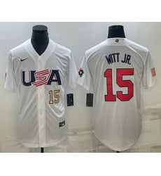 Mens USA Baseball #15 Bobby Witt Jr Number 2023 White World Baseball Classic Replica Stitched Jersey