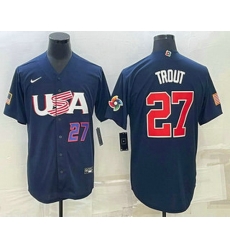 Men's USA Baseball #27 Mike Trout Number 2023 Navy World Baseball Classic Stitched Jersey