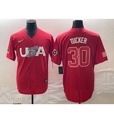 Men's USA Baseball #30 Kyle Tucker 2023 Red World Classic With Patch Stitched Jersey