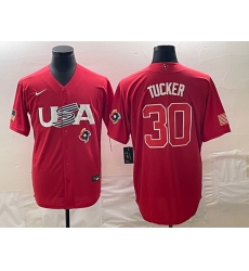 Men's USA Baseball #30 Kyle Tucker 2023 Red World Classic With Patch Stitched Jerseys