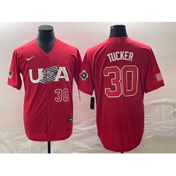 Men's USA Baseball #30 Kyle Tucker Number 2023 Red World Classic With Patch Stitched Jersey1