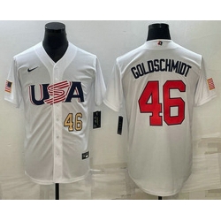 Mens USA Baseball #46 Paul Goldschmidt Number 2023 White World Baseball Classic Stitched Jersey