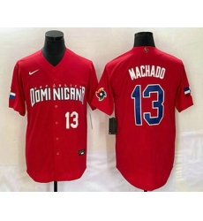 Men's Dominican Republic Baseball #13 Manny Machado Number 2023 Red World Classic Stitched Jersey