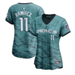 Women Cleveland Guardians 11 Jose Ramirez Teal 2023 All Star Stitched Baseball Jersey