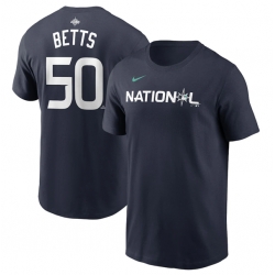 Men Los Angeles Dodgers 50 Mookie Betts Navy 2023 All Star Name Number T Shirt