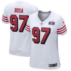 Women San Francisco 49ers 97 Nick Bosa White Throwback 2023 F U S E  Vapor Untouchable Limited Stitched Football 2024 Super Bowl LVIII Jersey