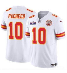 Men Kansas City Chiefs 10 Isiah Pacheco White 2023 F U S E  Vapor Untouchable Limited Stitched 2024 Super Bowl LVIII Jersey