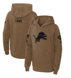 Youth Detroit Lions 2023 Brown Salute To Service Pullover Hoodie